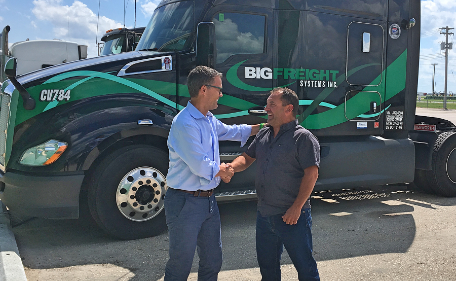 Gary Coleman, president of Big Freight Systems, welcomes Jim Clunie, president of Kelsey Trail Trucking, to Big Freight and the Daseke family of operating companies.