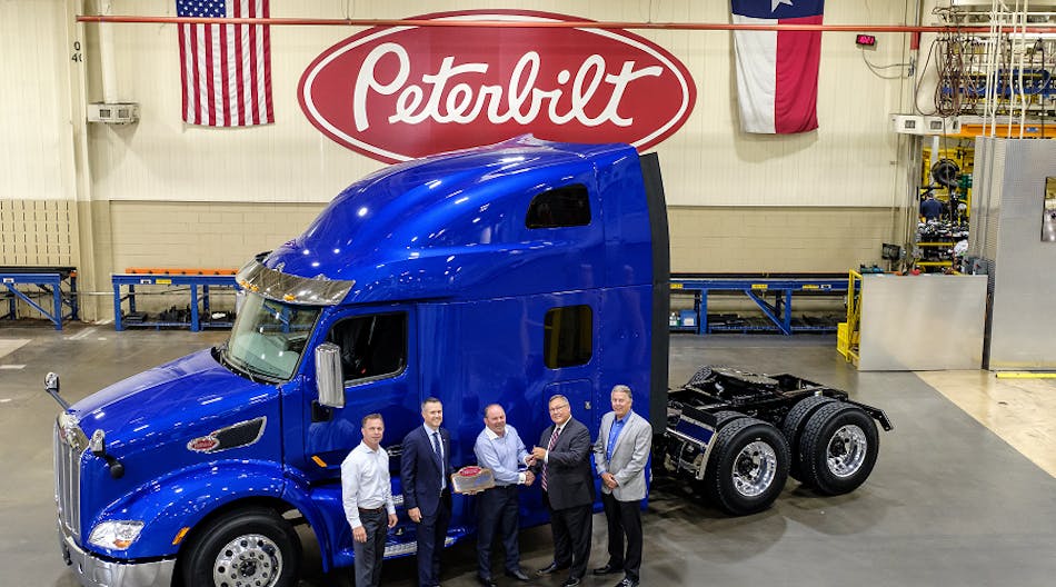 David Freymiller, president and CEO of Freymiller Trucking, was the first customer to receive the new Peterbilt 579 UltraLoft tractor.