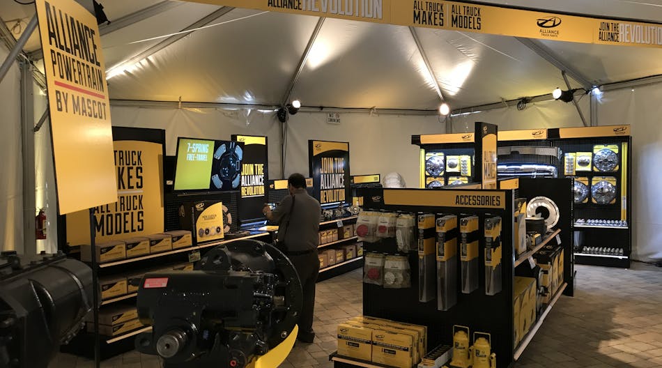 A &apos;pop-up&apos; store from Alliance Truck Parts on display at a media event in California.