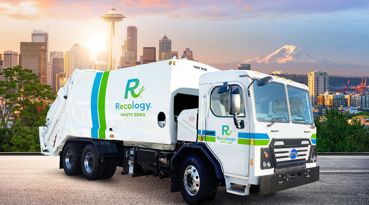 A rendering of a BYD electric refuse trucks in production for Seattle.