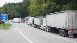 Trucks parked at rest area