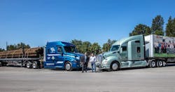 Ron Riddle, CEO of Leavitt’s Freight Service (left) joins Rick Williams, CEO of Central Oregon Truck Company (right) as a member of the Daseke family. Ron Riddle, CEO of Leavitt’s Freight Service (left) joins Rick Williams, CEO of Central Oregon Truck Company (right) as a member of the Daseke family.