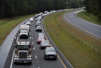 A heavy traffic jam in South Carolina as people flee ahead of Hurricane Florence.