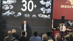 CEO Jay Craig provides a product update at the start of Meritor&apos;s press conference at its IAA booth.