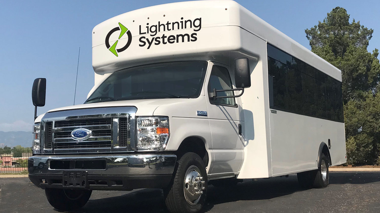 Lightning Systems' battery electric Ford E-450 Shuttle Bus.