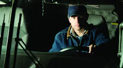 Truck driver at night - battling fatigue