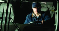 Truck driver at night - battling fatigue Truck driver at night - battling fatigue