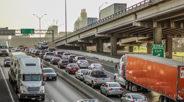 A traffic jam on Interstate 35 in Austin. ATRI&apos;s report found Texas the top state for congestion costs.