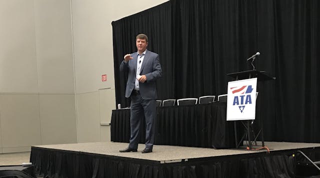 Jim Mullen, FMCSA&apos;s chief counsel, speaks at ATA&apos;s annual meeting.