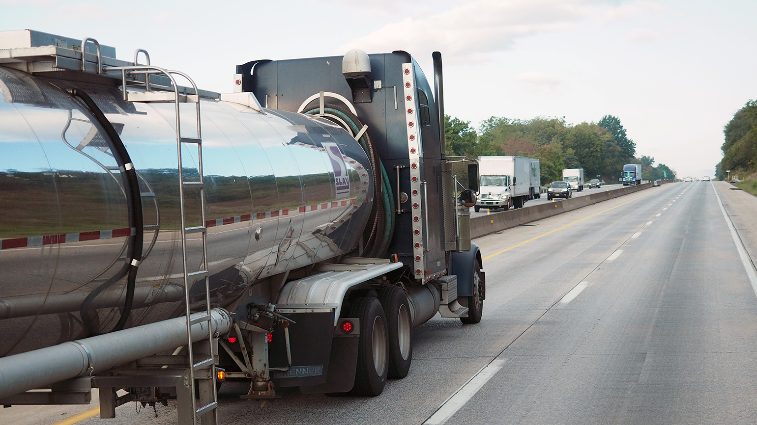 Diesel tank truck on highway