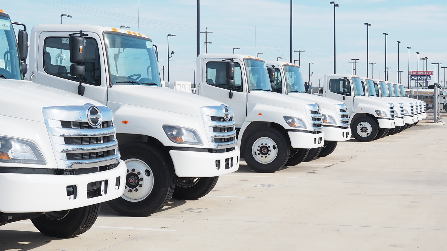 Hino medium-duty trucks on lot