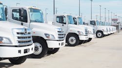Trends in distribution are helping drive sales and use of medium-duty trucks like these Hinos.