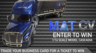 At HDAW 2019 in Las Vegas, MAT-CV is giving away a scale model Freightliner Cascadia that has been custom-painted in MAT-CV brand colors to mark the commercial vehicle division rebranding.