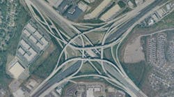 The Tom Moreland Interchange in Atlanta, GA, a four level stack of roads, was rated the worst bottleneck for trucks in 2018 by ATRI.