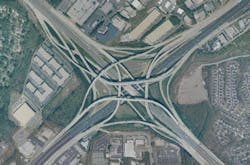 The Tom Moreland Interchange in Atlanta, GA, a four level stack of roads, was rated the worst bottleneck for trucks in 2018 by ATRI.