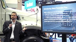 Tim Wrinkle, construction products manager for Mack Trucks, introduces Parameter Plus at Work Truck Show 2019.
