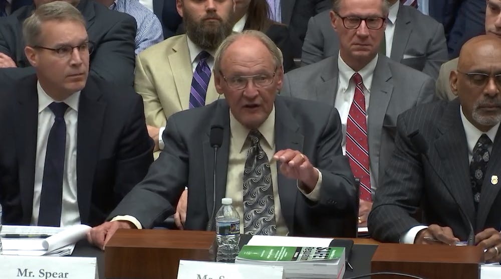 ATA&apos;s Chris Spear (left), OOIDA&apos;s Todd Spencer and LaMont Byrd of the Teamsters union were among eight witnesses testifying before a House subcommittee on June 12.