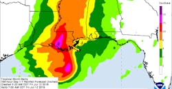 Tropical Storm Barry rainfall forecast as of Friday morning.