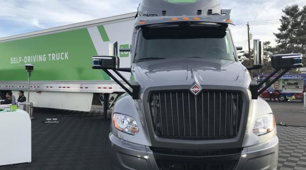TuSimple&apos;s autonomous Class 8 truck on display at CES 2019.
