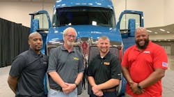 From left: Steve Harris from Stevens Transport, Wade Bumgarner from Veriha Trucking, Christopher Bacon from TMC Transportation, and Joseph Campbell from Roehl Transport.
