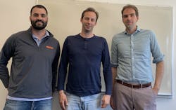 New Pronto CEO Robbie Miller (left) with then-CEO Anthony Levandowski and co-founder and COO Ognen Stojanovski during Fleet Owner&apos;s visit to the company&apos;s office in June.