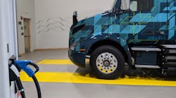 One of the first Volvo VNR Electric trucks that will be in service later this year.
