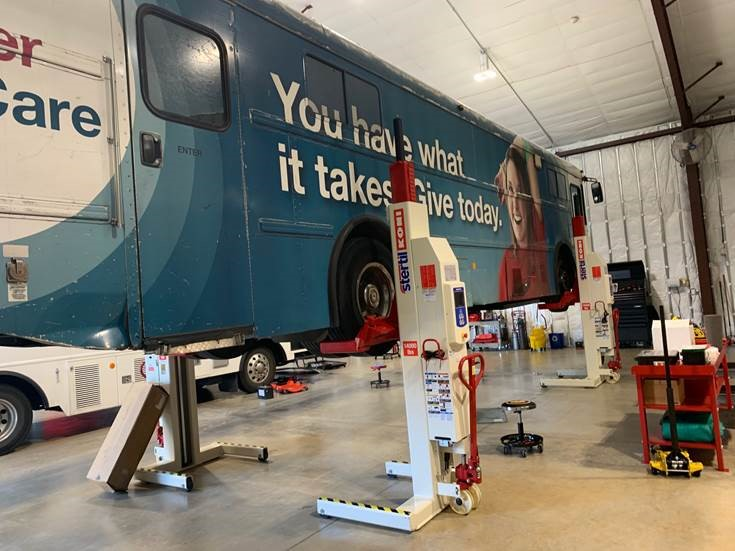 4. Under construction - CBC's new maintenance shop will include mounted dashboards containing real-time vehicle availability - Photo courtesy of Carter BloodCare.jpg