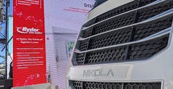Ryder's outdoor booth at CES 2020 featured a Nikola Two truck. Ryder's outdoor booth at CES 2020 featured a Nikola Two truck.