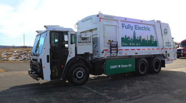 The Mack LR Electric refuse truck