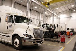 Parts providers not only need to keep new parts in stock for changing powertrains, but consider how service bays are set up as well. The Rush Truck Center in Parma, Ohio, was designed to meet compressed natural gas truck safety standards.