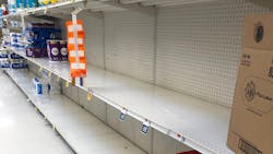 Empty Stop and Shop shelves in Tarrytown, NY