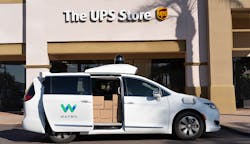 Waymo’s autonomous Chrysler Pacifica minivans are shuttling packages from UPS Store locations to a Phoenix UPS sorting facility. Waymo’s autonomous Chrysler Pacifica minivans are shuttling packages from UPS Store locations to a Phoenix UPS sorting facility.