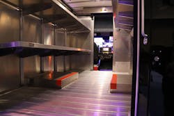 The Velocity M3 walk-in van has a capacity of 590 cubic feet for the 12-foot build and 735 cubic feet for the 14-footer. The Velocity M3 walk-in van has a capacity of 590 cubic feet for the 12-foot build and 735 cubic feet for the 14-footer.
