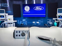 A Model A-E ventilator that will be made by Ford and GE Healthcare. The ventilator operates on air pressure without the need for electricity, addressing the needs of most COVID-19 patients.