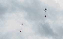 Virginia Center For Innovative Technology tested delivery drones at a closed college campus in April to see how multiple unmanned drones would operate in the same airspace. Virginia Center For Innovative Technology tested delivery drones at a closed college campus in April to see how multiple unmanned drones would operate in the same airspace.