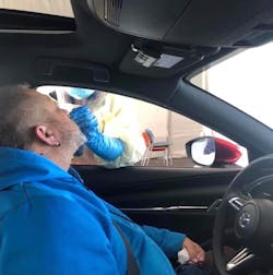 Ron gets tested for COVID-19. Ron gets tested for COVID-19.