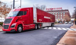 In Nov. 2019, a Nikola Two fuel-cell electric truck completed the first zero-emission beer delivery. In Nov. 2019, a Nikola Two fuel-cell electric truck completed the first zero-emission beer delivery.