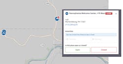The Safe Haven app allows drivers to flag closed rest stops. Trimble MAPS employees verify status before being marked on the tool.