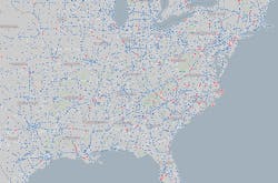 The comprehensive map allows users to quickly see which spots on a route are open or closed. The comprehensive map allows users to quickly see which spots on a route are open or closed.