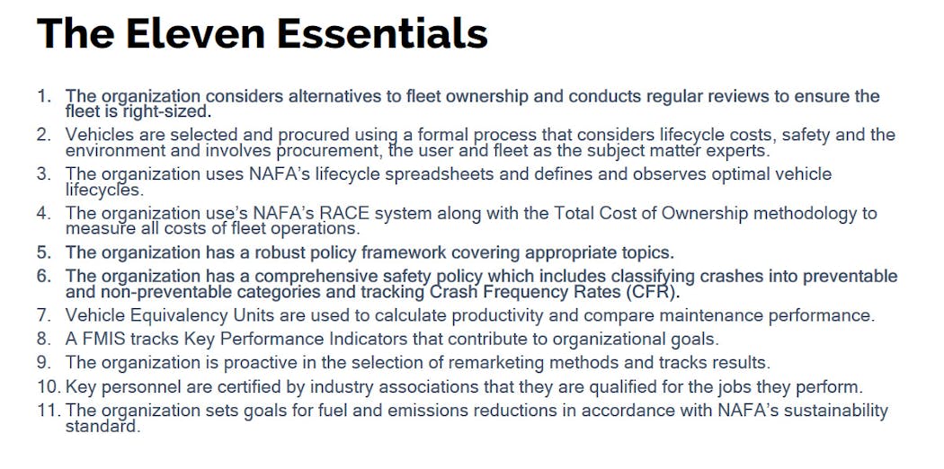 NAFA Fleet Management&apos;s 11 essentials
