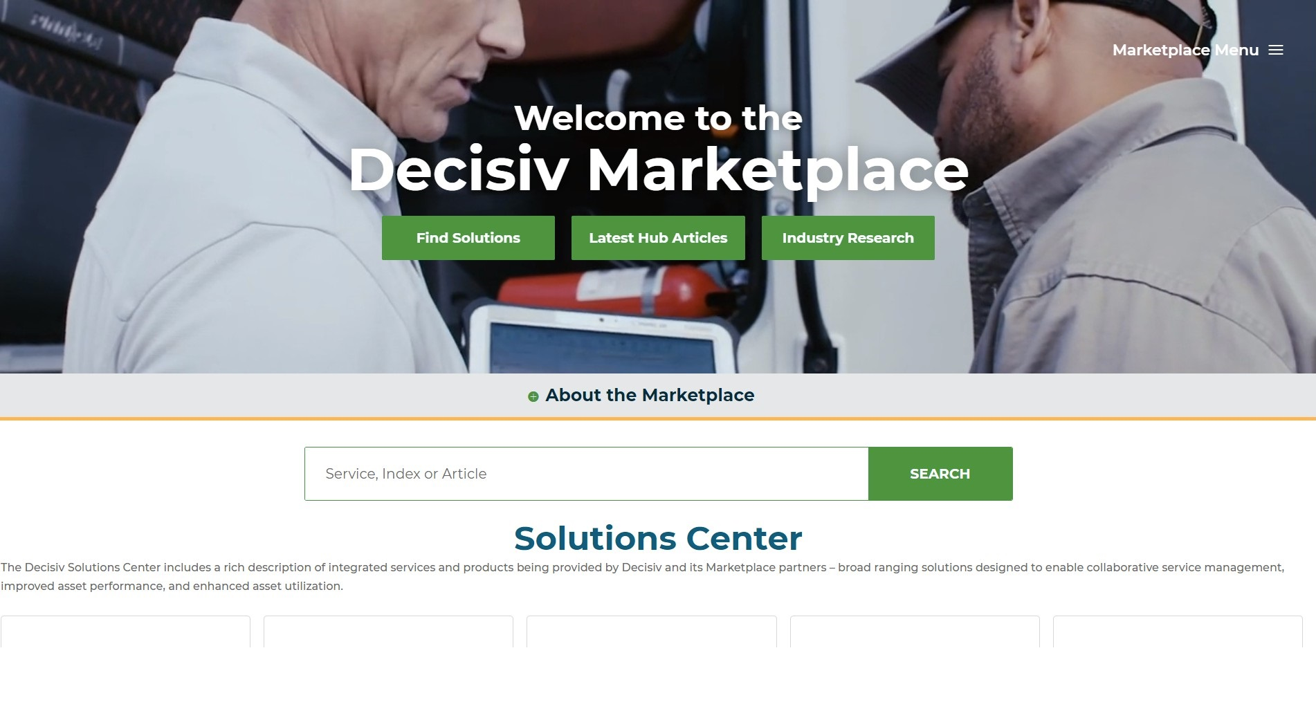 Decisiv Marketplace Home Page Screenshot 5f033f7948276