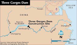 A map of where the Three Gorges Dam is located in China. A map of where the Three Gorges Dam is located in China.
