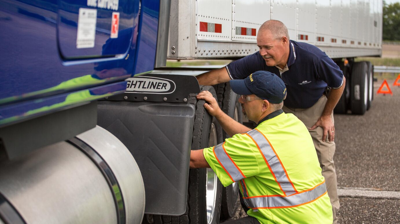 Fleets should check for irregular tire wear at each position, particularly for trailer tires as vibrations are not typically felt within the cab.