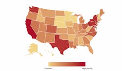 NACFE's heatmap of states with highest potential for electric truck deployments. NACFE's heatmap of states with highest potential for electric truck deployments.