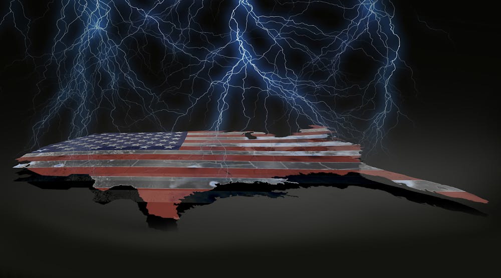 United States Map Lightning