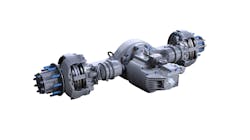 The Class 8 battery-electric vehicle features Meritor&rsquo;s Blue Horizon 14Xe tandem electric powertrain with smooth shifting and operation. The T680E uses a 2-speed integrated transmission and has a top speed of 70 mph.