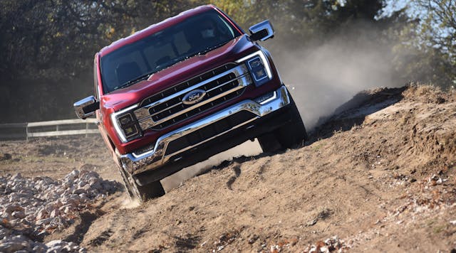The FX4 Off-Road Package allowed the F-150 to hold its line on a soft and steeply angled portion of the course, while Hill Descent Control managed an even steeper downhill grade.