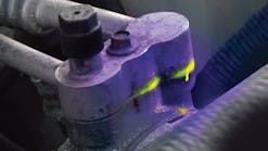 A blacklight or ultraviolet fluorescent dye are the best ways to find an A/C system leak.
