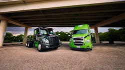 The Hyliion Hypertruck ERX (left) and the Hybrid Diesel (right). The Hyliion Hypertruck ERX (left) and the Hybrid Diesel (right).