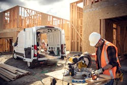 The Ford E-Transit provides up to 7.2 kw of on-board power to run power tools on the job site. The Ford E-Transit provides up to 7.2 kw of on-board power to run power tools on the job site.